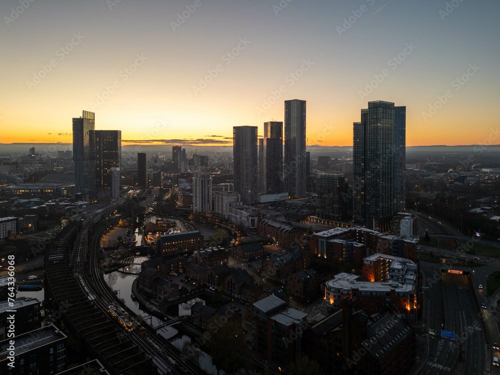 Deansgate Square, Manchester, at sunrise